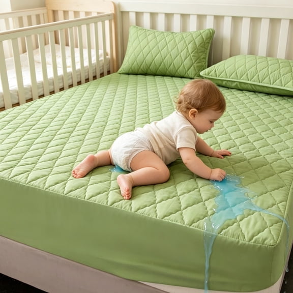 Quilted Fitted Mattress Pad Cover, 100% Waterproof Mattress Protector, Deep Pocket, Breathable & Noiseless, Soft and Comfortable