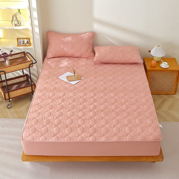 Quilted Fitted Sheet Mattress Protector Deep Pocket 120X200Cm Soft Breathable Microfiber Non Slip Elastic Bed Cover All Season Washable Mattress Pad For Home Hotel Dorm Use Comfortable Fit