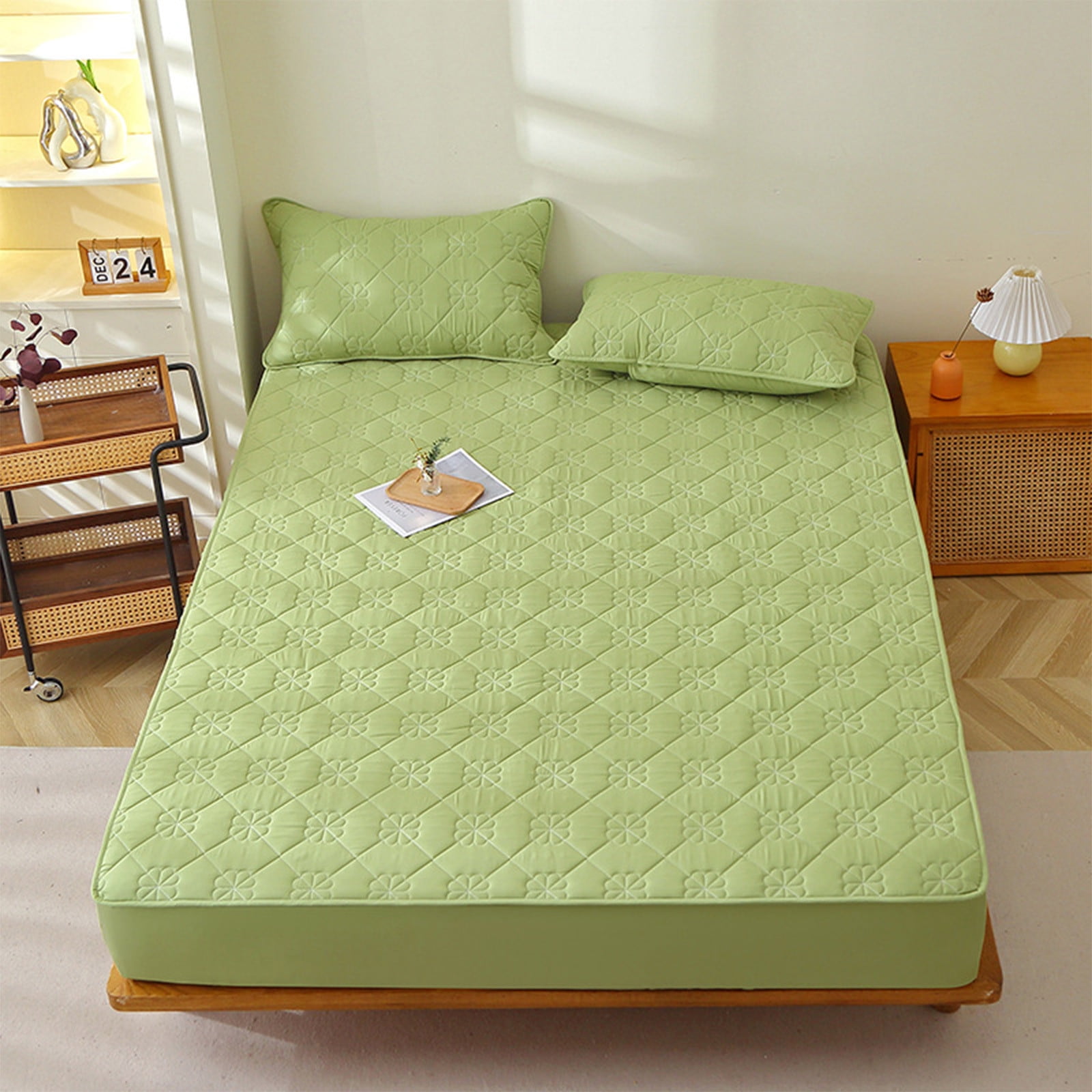 Quilted Fitted Sheet Mattress Protector Deep Pocket 120X200Cm Soft Breathable Microfiber Non Slip Elastic Bed Cover All Season Washable Mattress Pad For Home Hotel Dorm Use Comfortable Fit