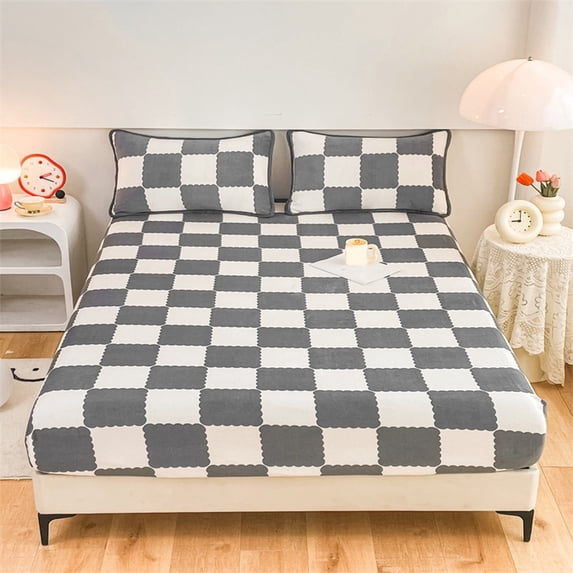 Quilted Fitted Sheet for Mattress | Winter Warm Breathable Non-Slip Protective Bed Sheet Cover | 90x200cm (35"x79") | 1 Piece