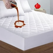 Quilted Fitted Twin Mattress Pad Cover, Waterproof Mattress Protector, Deep Pocket Elastic Fits Up to 18, Breathable Soft Alternative Filling Mattress Pad