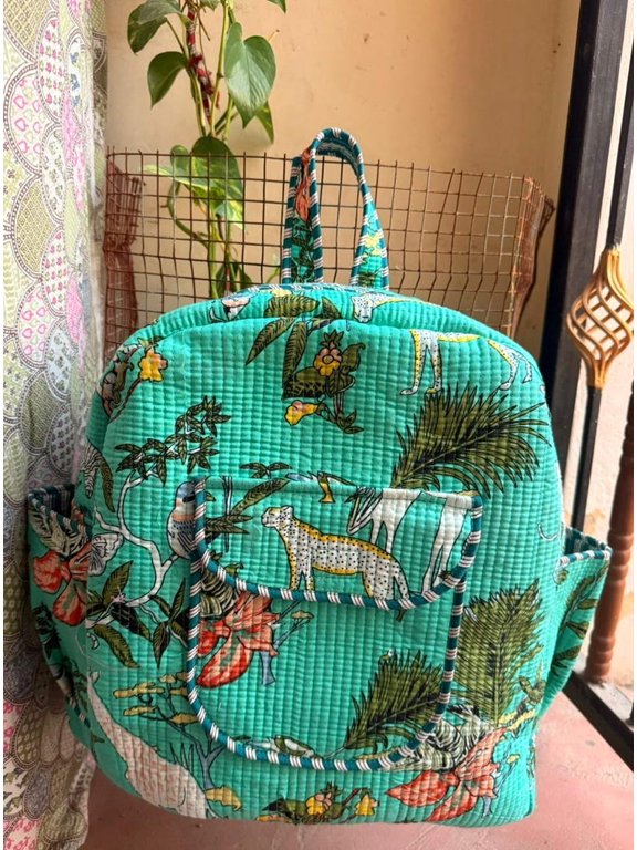 Quilted Floral Backpack | Handmade Cotton Bag Cottagecore Fabric Bag | Lightweight Everyday Backpack | Gift for Her