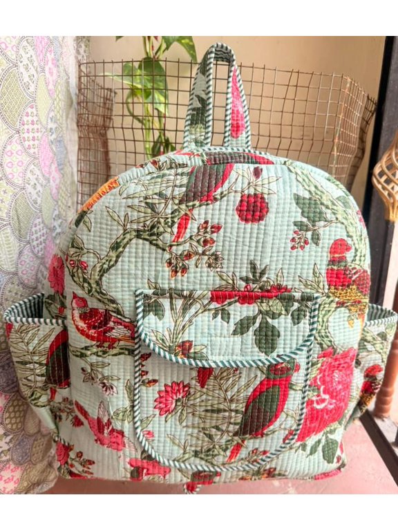 Quilted Floral Backpack | Handmade Cotton Bag Cottagecore Fabric Bag | Lightweight Everyday Backpack | Gift for Her