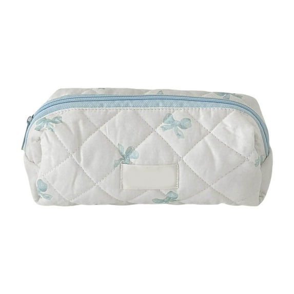 Quilted Floral Cosmetic Bag Large Travel Makeup Pouch Cute Toiletry Organizer For Women Girls