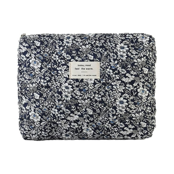 Quilted Floral Cosmetic Organizer Large Travel Toiletry Pouch Cute Design For Women And Girls Durable Wash Bag