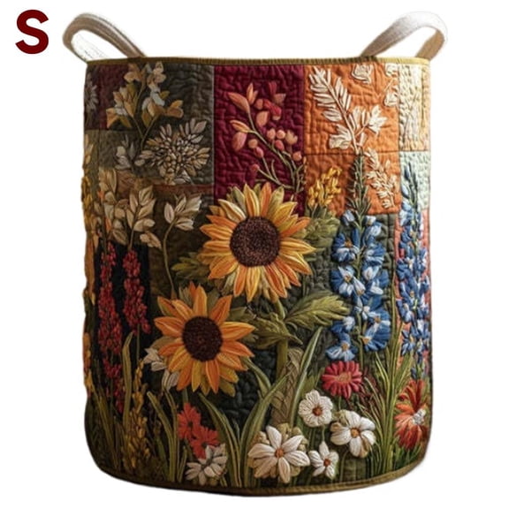 Quilted Floral Laundry Basket Large Capacity Fabric Storage Baskets With Handles Decorative, Boho Fabric Storage Basket, Multi-functional Clothes for Clothes Toys