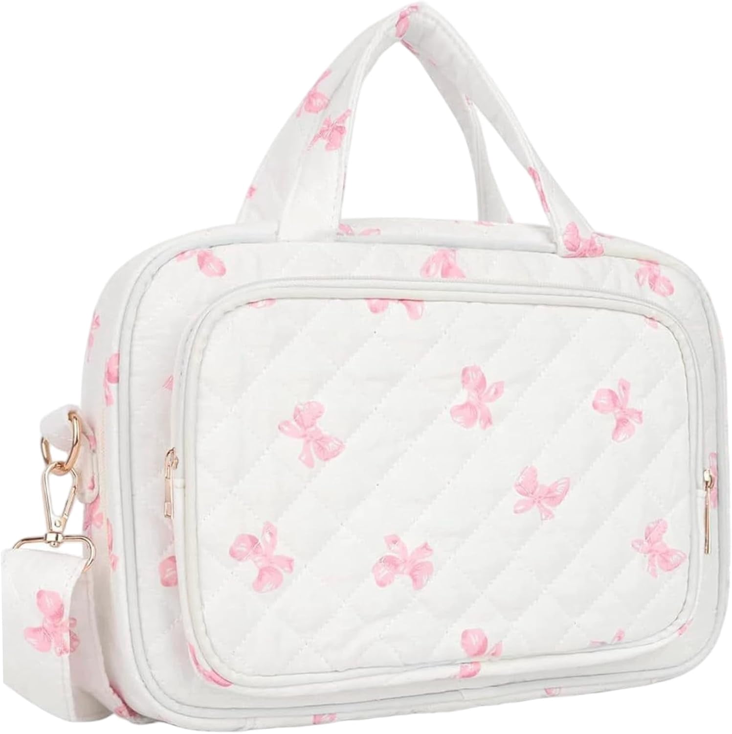 Quilted Floral Print Bible Bag - Bible Carrying Case with Highlighters & Tabs, Top Handle and Adjustable Strap for Women(1Pcs, B)