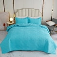 thumbnail image 1 of Quilted Floral Bedspread Set for Queen Beds – Includes Bedspread and Shams (Ogee, Blue), 1 of 8