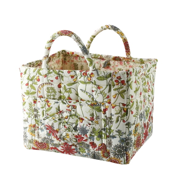 Quilted Floral Tote Bag Large Capacity Foldable Durable Fabric for Work Shopping Travel (Style 9)