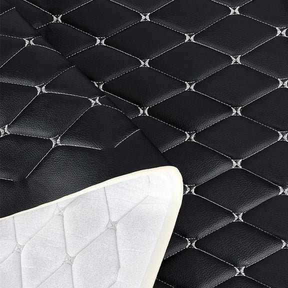 Quilted Foam Fabric with Backing Upholstery Car Headliner Automotive Headliner Furniture Upholstery Car Interior Accessories 63" x 39" (Black) for DIY