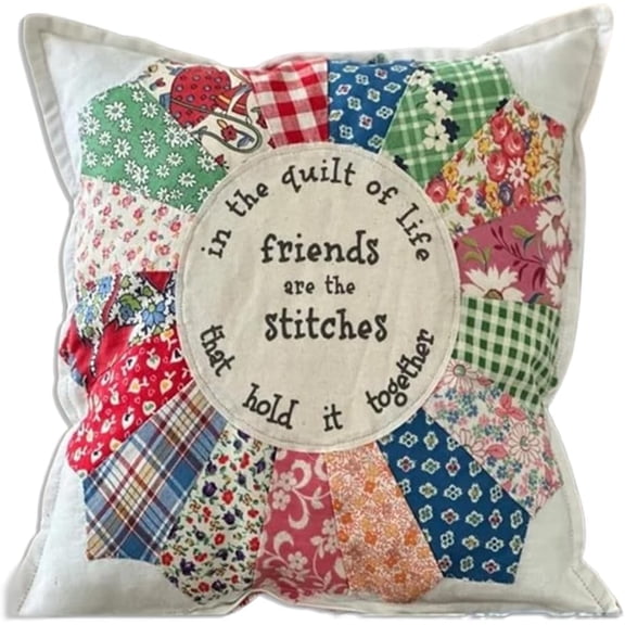 Quilted Friendship Pillow with Sayings, Vintage Throw Pillow, Gift, Sofa Decor