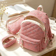 thumbnail image 1 of Quilted Gingham Pattern Three-Piece Backpack Combo, Cute Bow Decor School Rucksack, Matching Shoulder Bag & Purse for Teen Daily Commute, 1 of 3