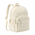thumbnail image 1 of Quilted Grid Campus Backpack for Students - 17.3-Inch Large Capacity Commuter Rucksack with Side Pockets & Knot Zipper Pulls, School Laptop Travel Bag Moonsky White, 1 of 6