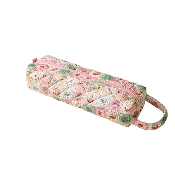 Quilted Hair Tools Organizer Bag with Cartoon Checkered Pattern for Curling Irons, Flat Irons, Hair Dryers and Styling Tools, Portable Travel Case, Makeup Bag Haircare Accessories Valentine's Day