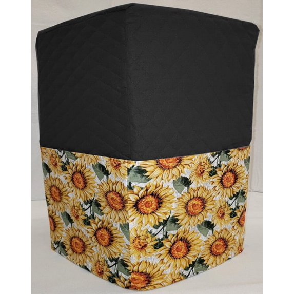 Quilted Harvest Sunflowers Coffee Maker Cover by Penny's Needful Things (Black)