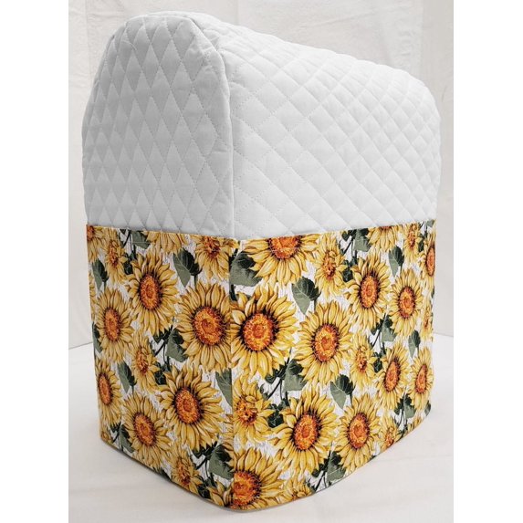 Quilted Harvest Sunflowers Cover Compatible with Farberware 4.7qt Stand Mixer by Penny's Needful Things (White)
