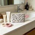 thumbnail image 1 of Quilted Heart Cosmetic Storage Pouch Portable Organizer, Lightweight Zipper Bag For Earphones Coins Makeup And Small Essentials, Compact Travel Accessory Storage Solution, 1 of 6