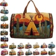 thumbnail image 1 of Quilted Hippie Van Duffle Bag with Adjustable Padded Strap - Large 18 Inch Weekender Travel Bag for Women, Gym Dance Yoga Overnight Festival Carryall Made from Strong Polyester Fabric,I, 1 of 7