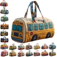 thumbnail image 1 of Quilted Hippie Van Duffle Bag with Adjustable Strap, Medium 18-inch Bohemian Weekender Bag for Travel, Durable Polyester Quilted Carryall for Gym Yoga Dance,Q, 1 of 7