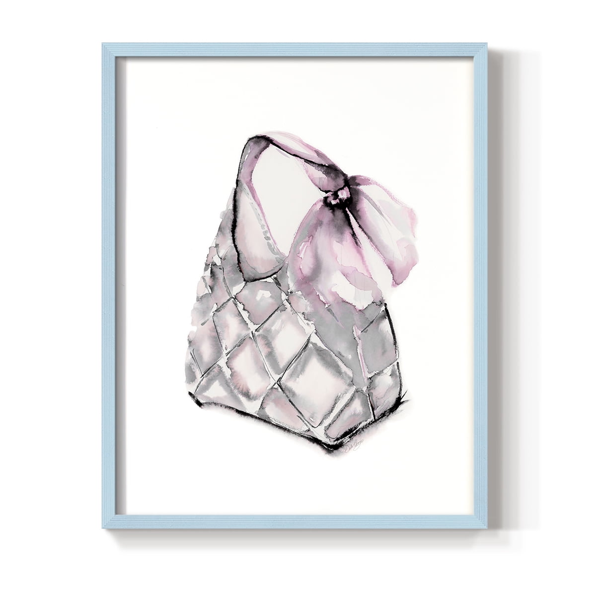 Quilted Hobo in Blue Solid Wood 8 x 10 Framed Print