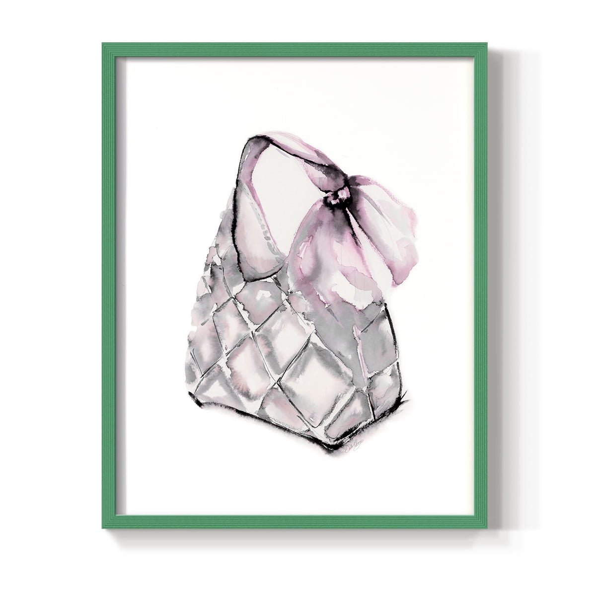 Quilted Hobo in Green Solid Wood 8 x 10 Framed Print