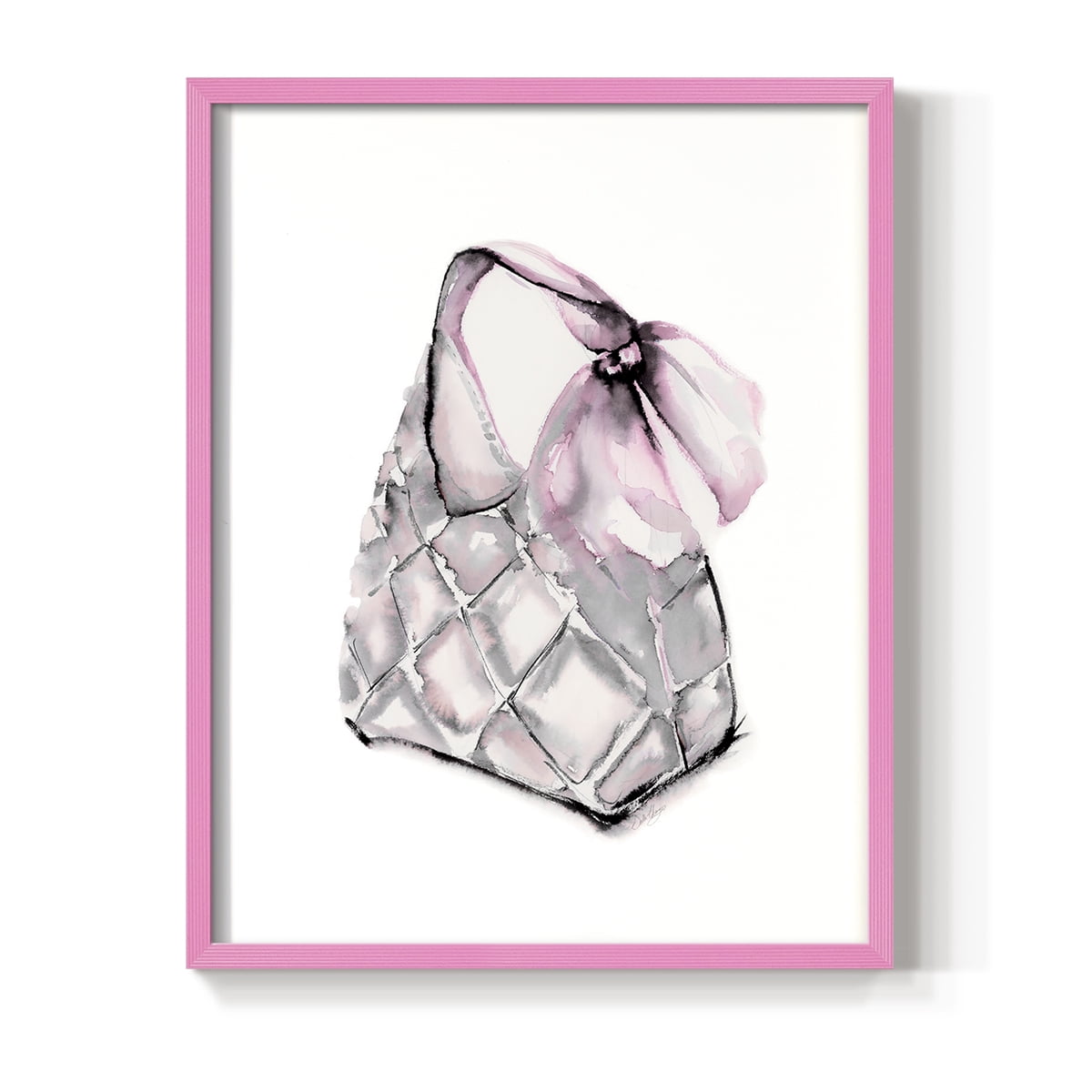 Quilted Hobo in Pink Solid Wood 11 x 14 Framed Print