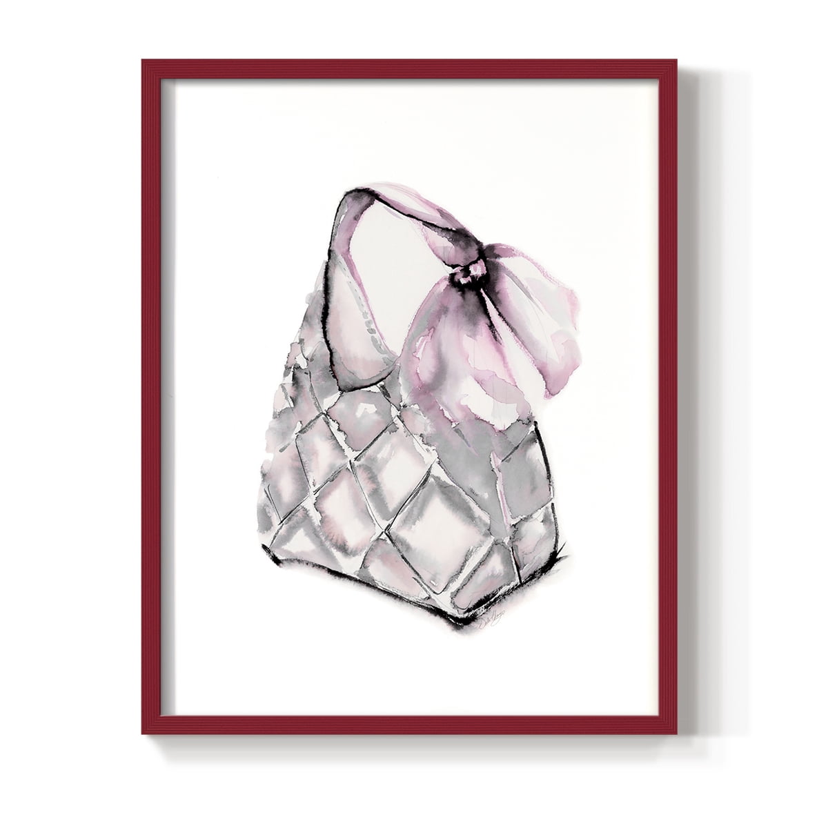 Quilted Hobo in Red Solid Wood 11 x 14 Framed Print