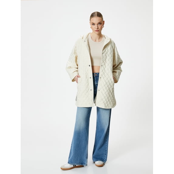 Quilted Hooded Oversized Raincoat