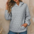 thumbnail image 1 of Quilted Hoodies for Women with Front Pockets Pullover Sweatshirts Ladies Casual Long Sleeve Solid Loose Thick Warm Hooded Tops, 1 of 6