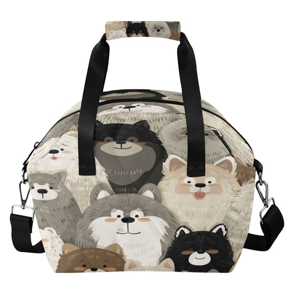 Quilted Insulated Lunch Bag Cute Fluffy Fur Family Waterproof Thermal Lunch Tote with Adjustable Shoulder Strap Leakproof Reusable Lunch Box for Work Picnic Travel