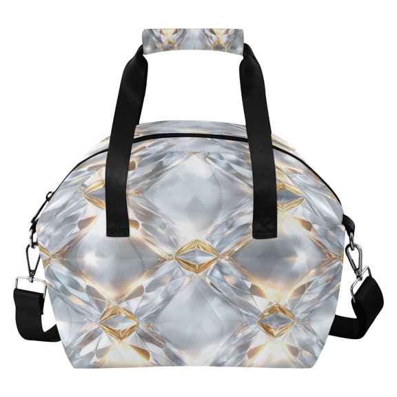 Quilted Insulated Lunch Bag Luxe Diamond Weave Waterproof Thermal Lunch Tote with Adjustable Shoulder Strap Leakproof Reusable Lunch Box for Work Picnic Travel
