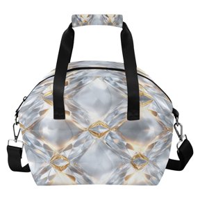 Quilted Insulated Lunch Bag Luxe Diamond Weave Waterproof Thermal Lunch Tote with Adjustable Shoulder Strap Leakproof Reusable Lunch Box for Work Picnic Travel