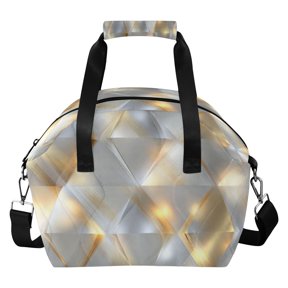 Quilted Insulated Lunch Bag Luxe Triangular Gradient Waterproof Thermal Lunch Tote with Adjustable Shoulder Strap Leakproof Reusable Lunch Box for Work Picnic Travel