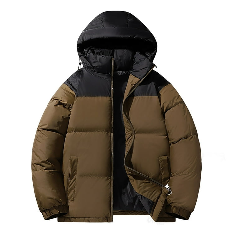 Fabric quilted hooded jacket mens best sale