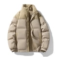 thumbnail image 1 of Quilted Jacket Men Down Puffer Yellow Jacket Warm Pockets Winter Men's Clothing, 1 of 4