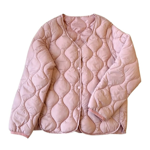 Quilted Jacket Women Lightweight Puffer Coat Warm Winter Outerwear Casual Zip Up Long Sleeve Short Down Jackets