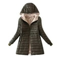 thumbnail image 1 of Quilted Jacket for Women Usmixi Winter Puffer Coat for Women Open Full Zipper Plus Size Plush Lined Hooded Outwear Long Sleeve Casual Solid Lamb Woolen Coat Tops 2023 Jacket Holiday, 1 of 3