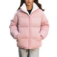thumbnail image 1 of Quilted Jacket, Yigetop Cotton Padded Clothing with Thick Fleece Windproof and Warm Solid Color Trendy Bread Jacket for Women Puffer Jacket Pink XL, 1 of 1