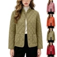 thumbnail image 1 of Quilted Jacket for Women Button Down Crewneck Lightweight Casual Coat Stylish Cozy Fall Outdoor Travel Hiking Quilted Jacket with Pockets, 1 of 6