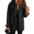 thumbnail image 1 of Quilted Jacket for Women Casual Long Sleeve Button Down Jacket Fall Fashion Warm Winter Coat Outwear with Pockets, 1 of 2