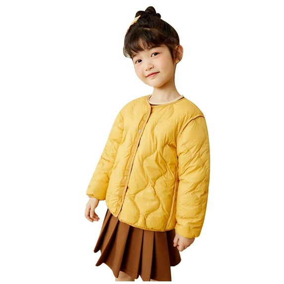 Quilted Jackets For Toddler Boys Girls Solid Color Warm Down Coat Crewneck Snowsuit Outerwear Clothes Long Sleeve Soft And Comfort Fall And Winter Outdoor Coats