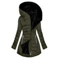 thumbnail image 1 of Quilted Jackets For Women Sevevn Women's Winter Coat Solid Color Long-sleeved Hooded Fashion Padded Jacket, 1 of 9
