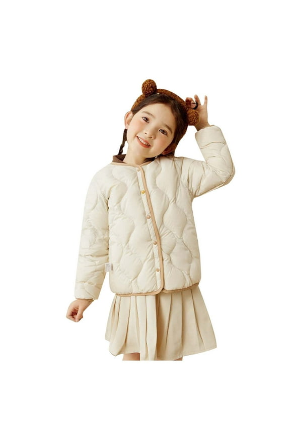 Quilted Jackets For Toddler Boys Girls Solid Color Warm Down Coat Crewneck Snowsuit Outerwear Clothes Long Sleeve Soft And Comfort Fall And Winter Outdoor Coats