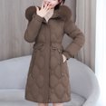 thumbnail image 1 of Quilted Jackets for Women Faux Fur Hooded Zip Up Button Long Sleeve Plus Size Overknee Down Jacket with Drawstring Pockets Tunic Slim Fit Warm Coats 2025 Winter Puffer Jacket, 1 of 4
