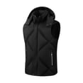 thumbnail image 1 of Quilted Jackets for Men Full Zip with Detachable Hood Sleeveless Vest Outerwear Winter Hooded Down Puffer Coat (XL, Black), 1 of 6