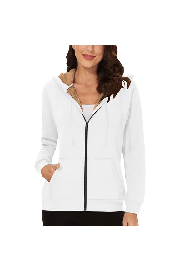 Quilted Jackets for Women Casual Fleece Lined Shacket Comfortable Long Sleeve Zip Up Warm Winter Coats with Pockets,White,XL