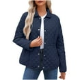 thumbnail image 1 of Quilted Jackets for Women Casual Lapel Button down Diamond Puffer Jacket Winter Lightweight Outerwear with Pockets, 1 of 7