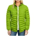 thumbnail image 1 of Quilted Jackets for Women Lightweight Long Sleeve Full Zip Up Puffer Jacket Warm Winter Coat Outerwear with Pockets, 1 of 4