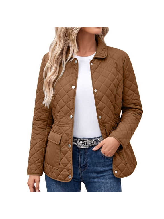 Quilted Jackets for Women Lightweight Womens Winter Coats Button Down Thermal Padded Puffer Jacket Outwear Stylish