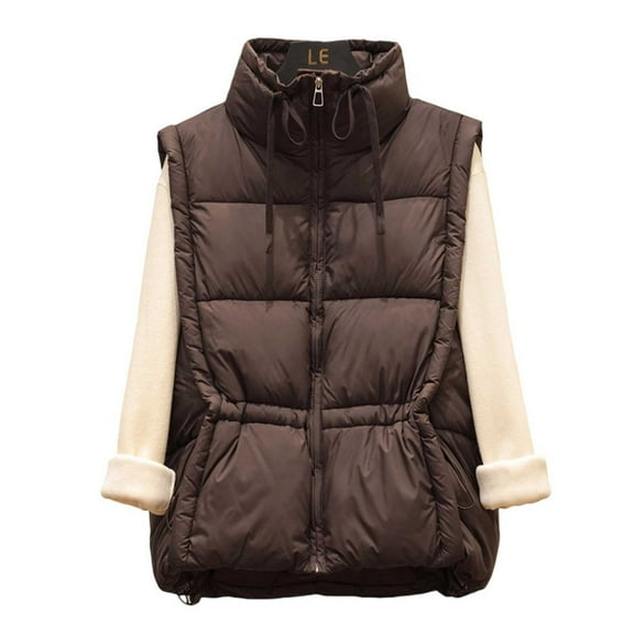 Quilted Jackets for Women Sleeveless Lightweight Zip Up Puffer Vest Winter Warm Stand Collar Gilet with Pockets Outdoor Casual